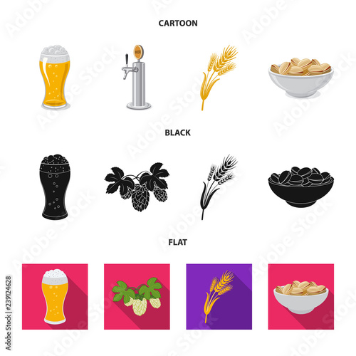 Vector illustration of pub and bar icon. Set of pub and interior stock vector illustration.