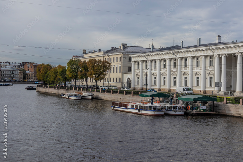 Canal shore on a typical view in Saint Petersburg