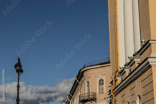 Saint Petersburg skyline old building on a blue sky