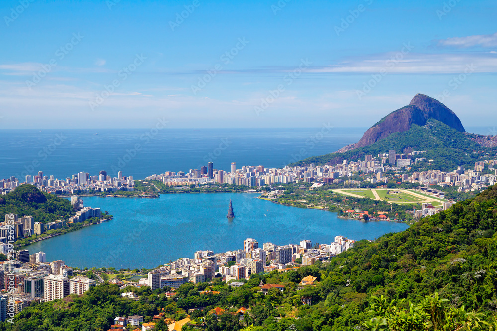 Rio de Janeiro. Brazil. View of the Lagoon from mount Corcovado. Corcovado mountain offers magnificent views of the city of Rio de Janeiro.