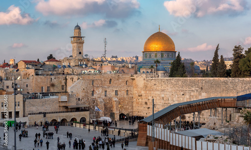 View of  the old city of Jerusalem  including the Western Wall  Jerusalem  Israel.