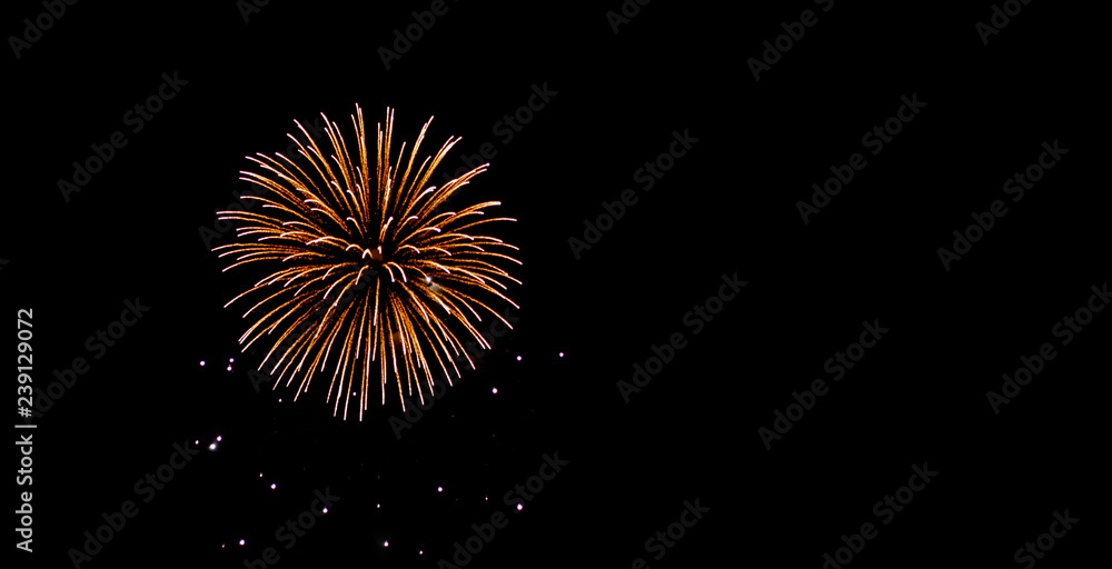 Glod and yellow fireworks on night sky Glod and yellow fireworks on night sky