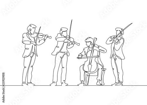  line drawn musical quartet violin musicians photo