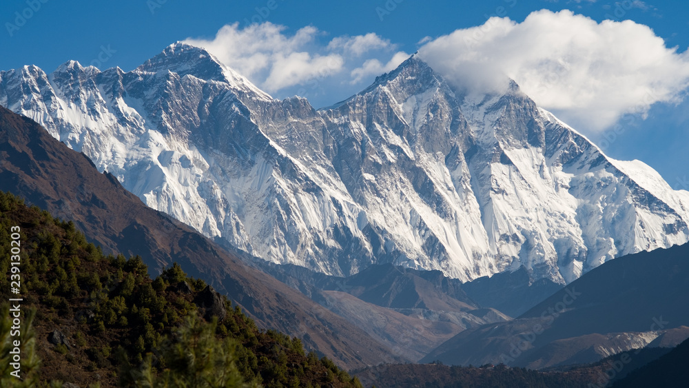 Everest and Lhotse - obrazy, fototapety, plakaty 