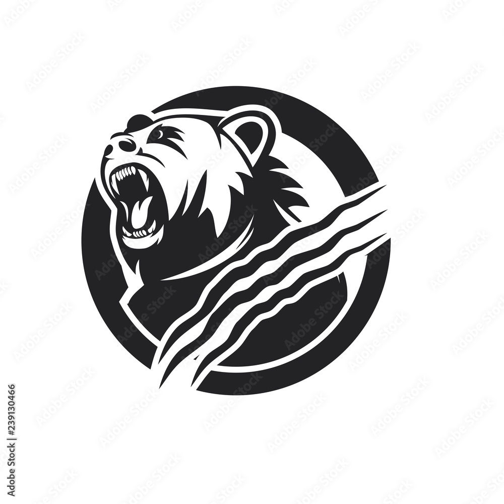 Kodiak bear head mascot cartoon character logo design vector eps format