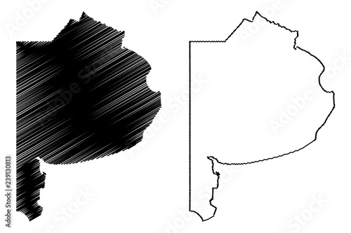 Buenos Aires Province (Region of Argentina, Argentine Republic, Provinces of Argentina) map vector illustration, scribble sketch Buenos Aires map