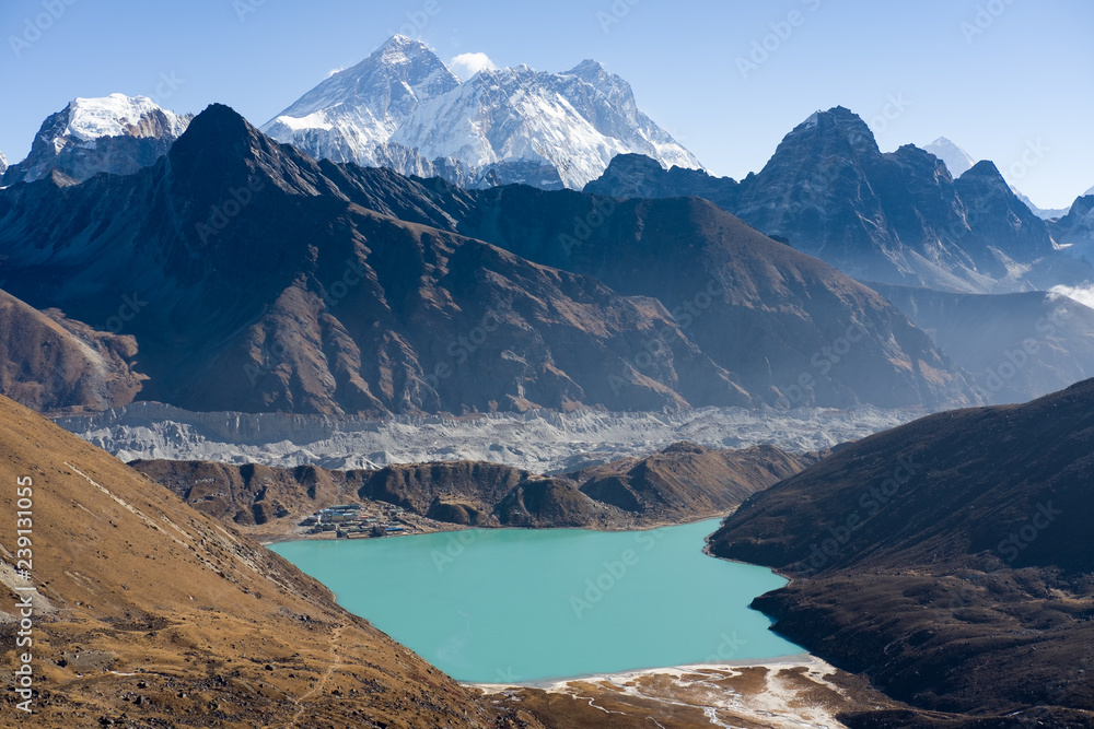 View on Everest and Gokyo Lake Himalaya Mountains Nepal