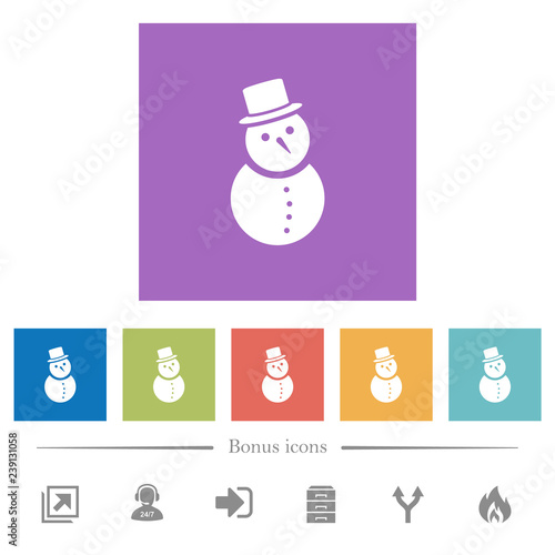 Snowman flat white icons in square backgrounds photo