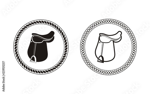 Black and white polo horse sadle ogo design vector eps format