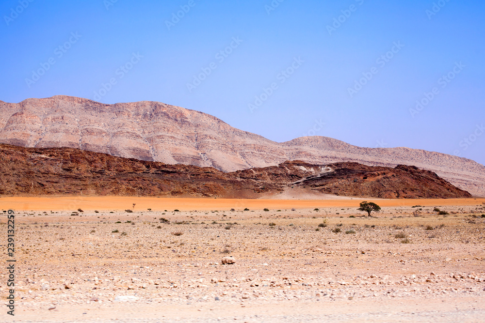 Mountain landscape in Naukluft national park in Namib Desert on the way to the dunes of Sossusvlei, Namibia, Southern Africa