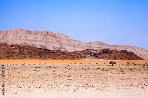 Mountain landscape in Naukluft national park in Namib Desert on the way to the dunes of Sossusvlei, Namibia, Southern Africa