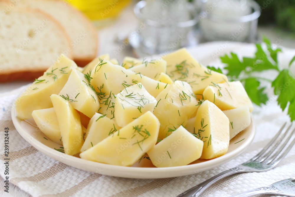 Boiled potatoes with greens and oil Boiled potatoes with greens and oil