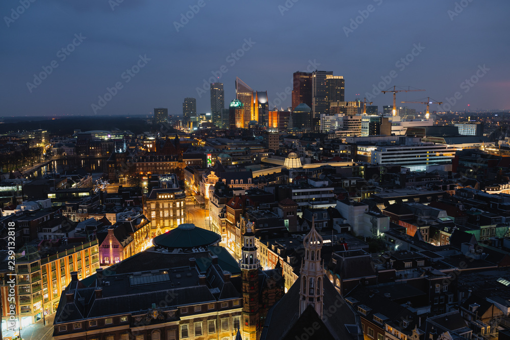 Obraz premium The hague city skyline sunrise, Netherlands