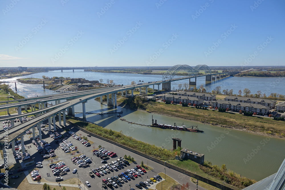 Fototapeta premium view of bridge from a tower