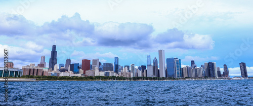 Panoramic Day View to the Chicago Skyline, United States