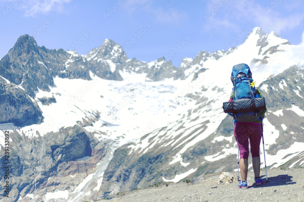Hiker. Woman hiking smiling happy on trek with backpack during summer outdoors activity. Fresh joyful multiethnic Asian Caucasian female model walking in Yosemite National Park, California, USA Hiker. Woman hiking smiling happy on trek with backpack during summer outdoors activity. Fresh joyful multiethnic Asian Caucasian female model walking in Yosemite National Park, California, USA