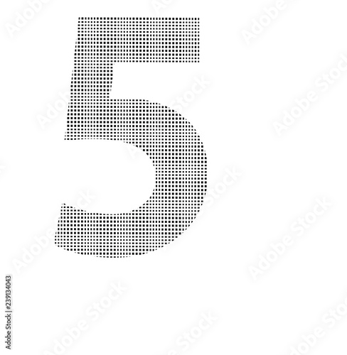 The Number Five. Shaped Black Numbers. Mathematical Figures.