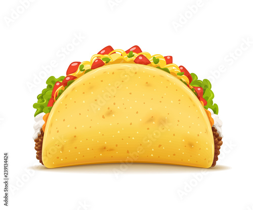 Tacos with meat and vegetable. Traditional mexican fast-food.