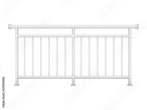 White metal modern railing render 3d model on the white background