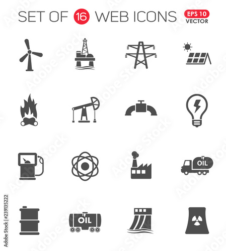 Power generation. Set of 16 high quality web icons