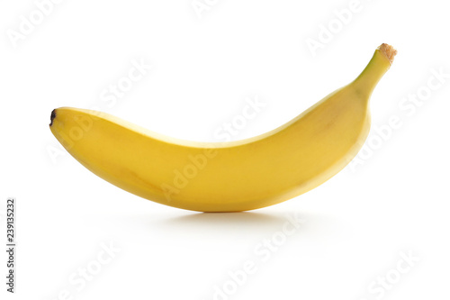 One banana on a pure white background..