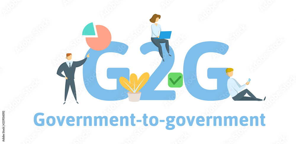 G2G, Government to Government. Concept with keywords, letters, and icons. Colored flat vector illustration. Isolated on white background. G2G, Government to Government. Concept with keywords, letters, and icons. Colored flat vector illustration. Isolated on white background.
