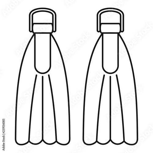 Diving fins icon. Outline diving fins vector icon for web design isolated on white background