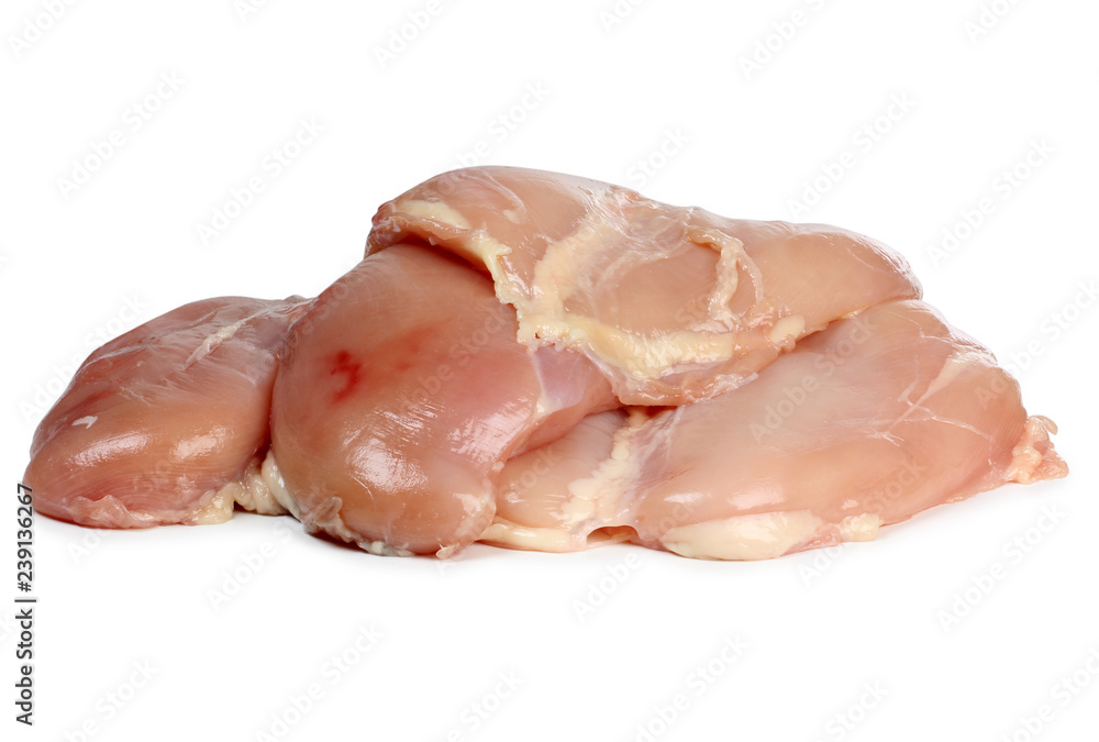Piece of raw chicken meat on a white background Piece of raw chicken meat on a white background