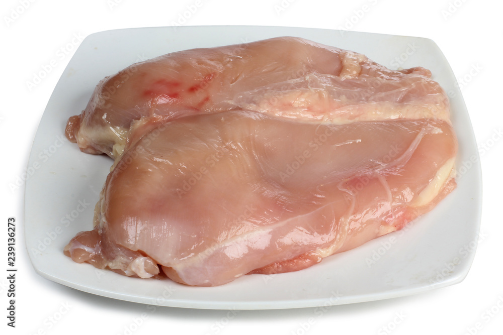 Piece of raw chicken meat on a white background Piece of raw chicken meat on a white background