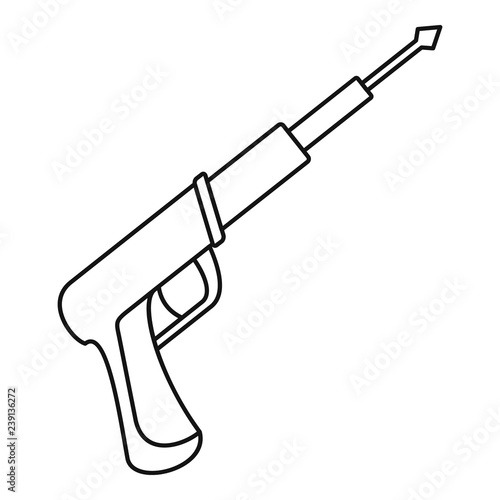 Speargun icon. Outline speargun vector icon for web design isolated on white background