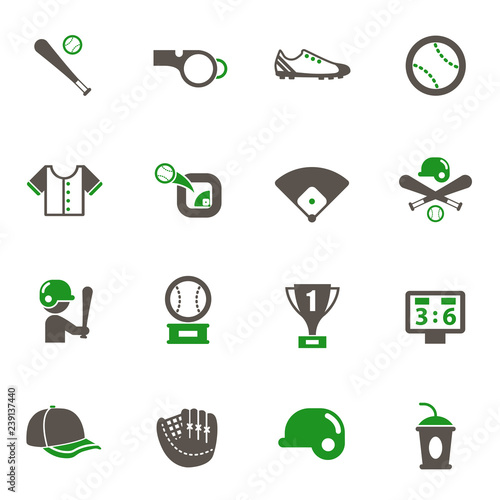 baseball simple vector icons in two colors