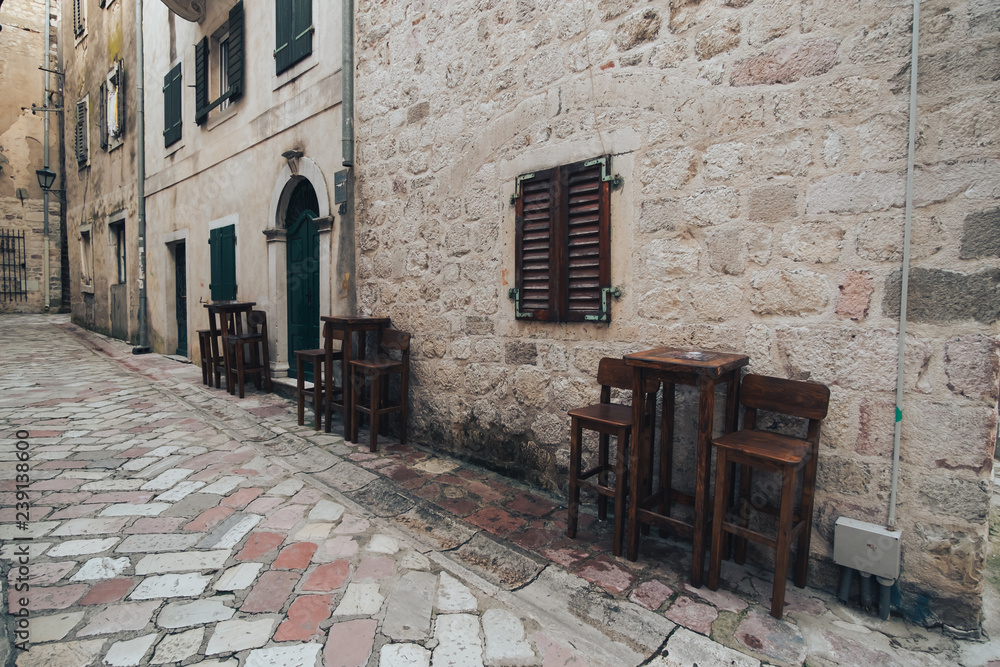 narrow streets of the old town of Montenegro, Kotor