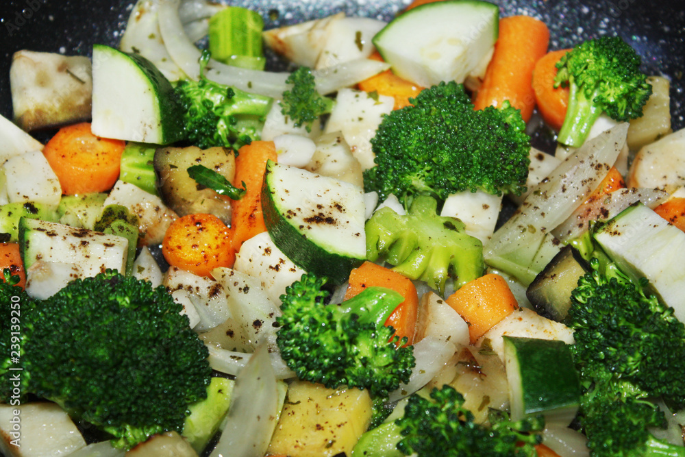 Vegetable, broccoli carrot fennel celery zucchini eggplant sauté Vegetable, broccoli carrot fennel celery zucchini eggplant sauté