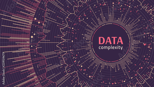 Complex data visual representation. Big data visualization. Graphic abstract background. 