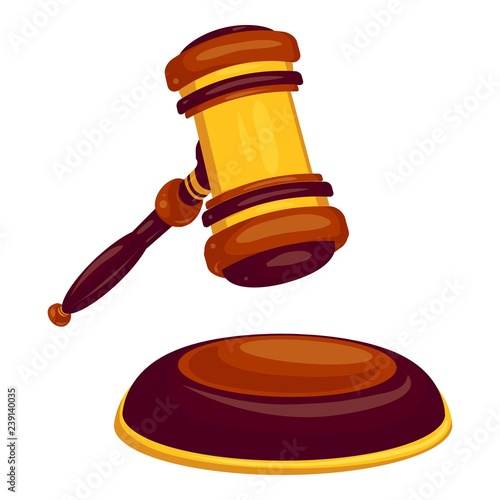 Wood judge hammer icon. Cartoon of wood judge hammer vector icon for web design isolated on white background