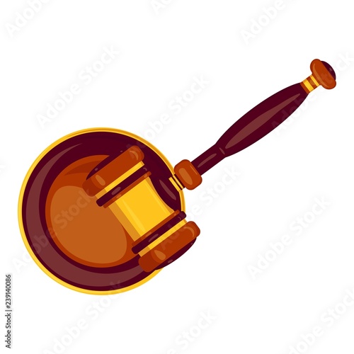 Top view wood gavel icon. Cartoon of top view wood gavel vector icon for web design isolated on white background