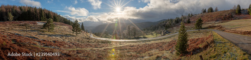 Grand soleil d'hiver sur les routes sinueuses des Vosges
