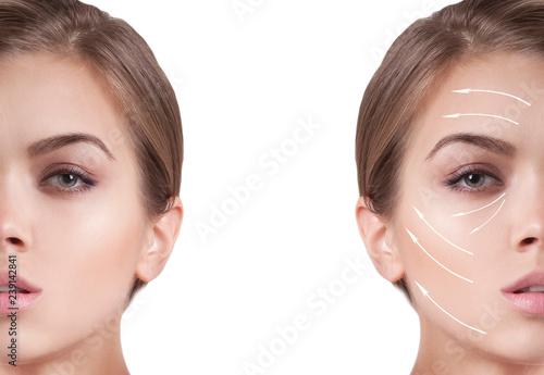 beautiful girl face arrow