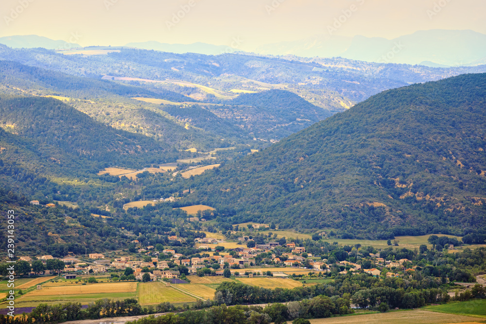 .View of the valley and the mountains in the French  Provence. France