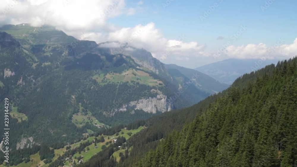 Alpine peaks landskape background. Jungfrau, Bernese highland. Alps, tourism and adventure hiking concept
