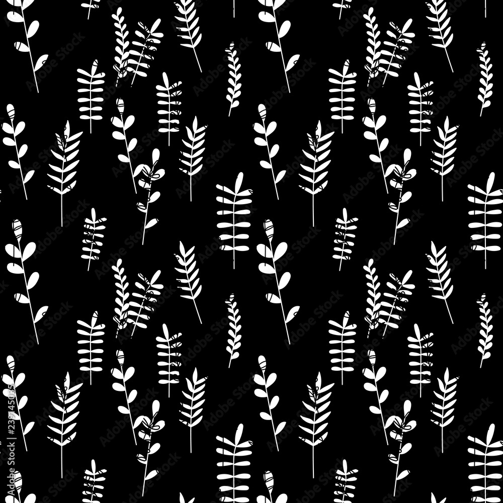 Seamless pattern jungle foliage plants and foliage cute seamless pattern. Vector outline leaves Seamless pattern jungle foliage plants and foliage cute seamless pattern. Vector outline leaves