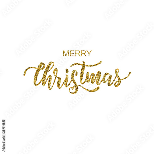 Merry Christmas hand lettering inscription for winter holidays greeting card, invitation, banner, postcard, web, poster template. Vector illustration.