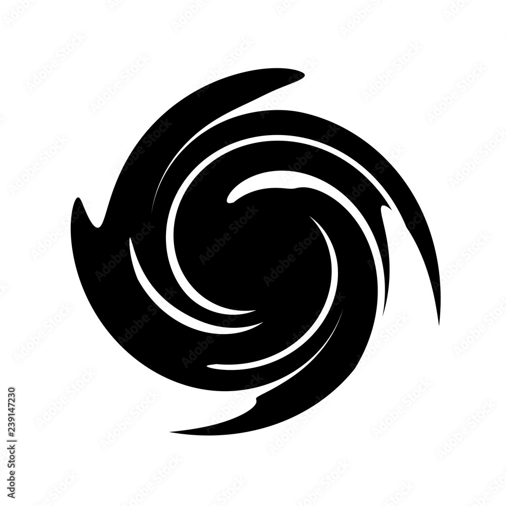 Abstract spiral in the form of a black circle on white background.