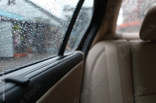 rain drop on window vehicle car © sutichak