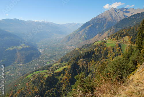 Panorama view on valleys and mountains (Texel Group) in the italian alps