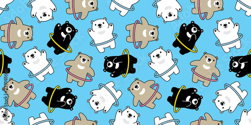 Bear seamless pattern vector Hula Hoop sport polar bear cartoon scarf isolated tile background repeat wallpaper illustration