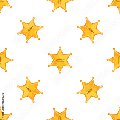 Sheriffs Star Seamless Pattern Background. Vector Illustration.