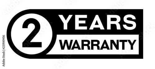 2 year warranty stamp on white photo