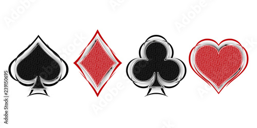 Set of symbols deck of cards for playing poker and casino. Vector illustration.