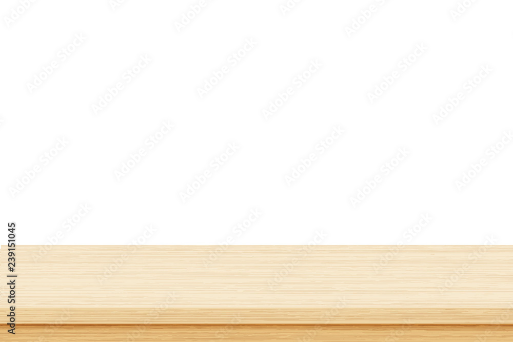 Empty brown wood table top isolated on white background.. Template mock up for display of product Empty brown wood table top isolated on white background.. Template mock up for display of product